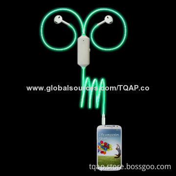 Earphone with Light Cable, (EL Cable), (Neon Light)